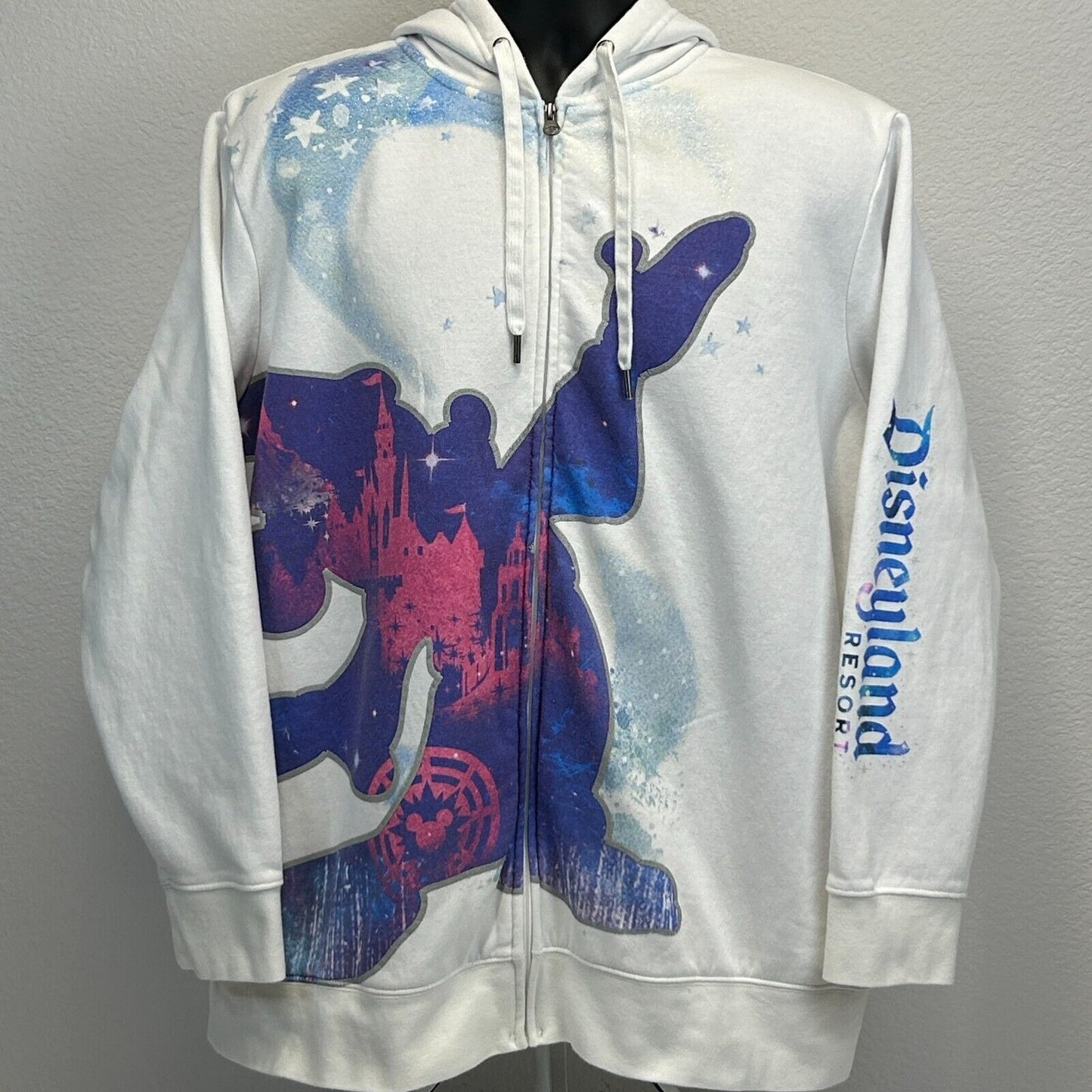 Disneyland Mickey Mouse Hoodie Womens 2X Sorcerers Apprentice Disney 2017 White