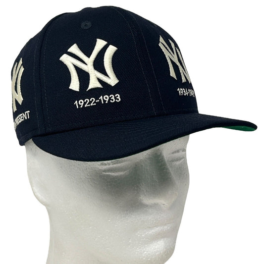 New York NY Yankees Logo Progression Baseball Cap Hat Fitted 7 New Era Wool Blue