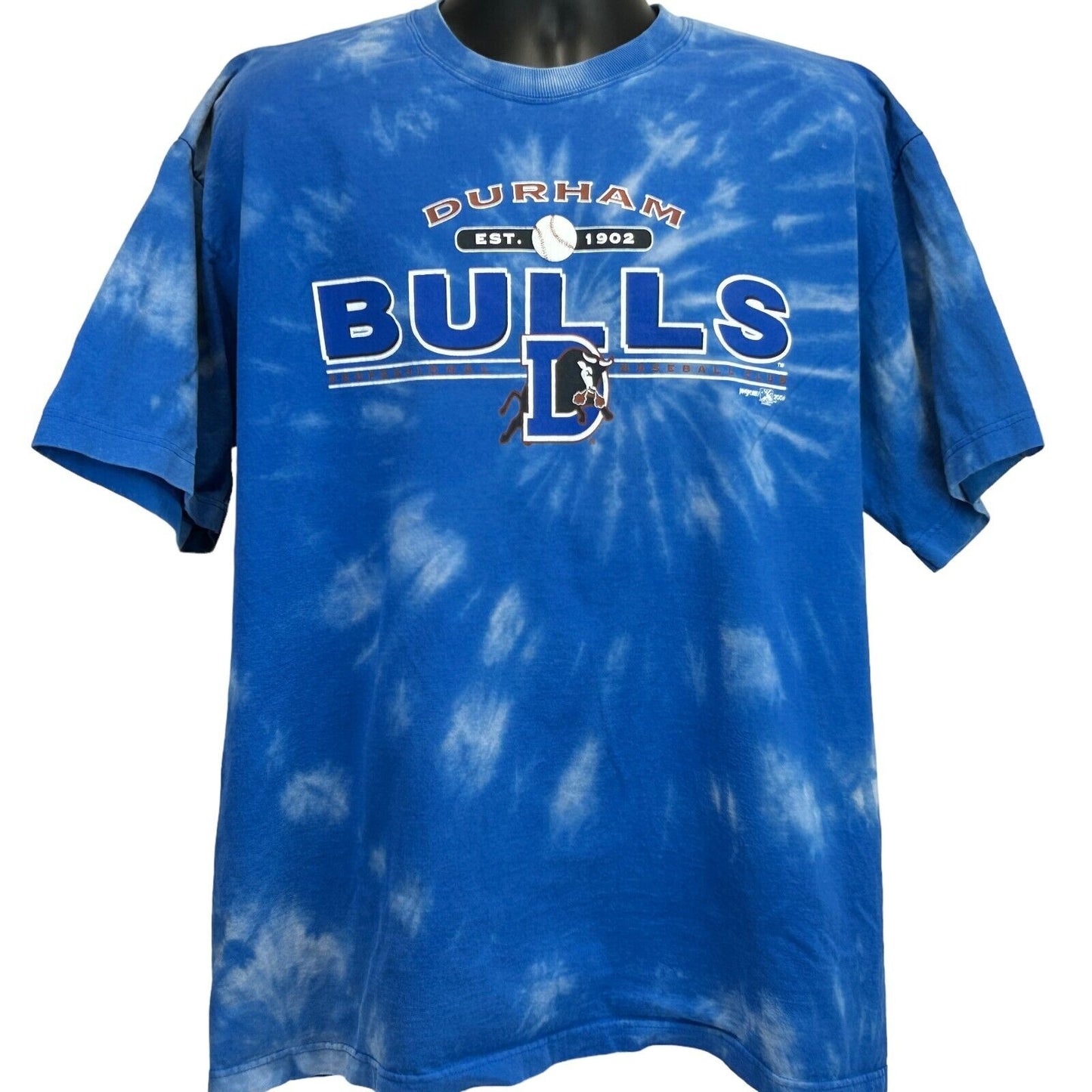 Durham Bulls T Shirt Mens X-Large Blue MiLB Minor League Baseball 2006 Tie Dye