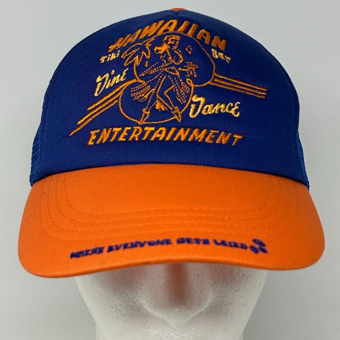 Vintage Hawaiian Tiki Bar Get Laid Trucker Hat Baseball Cap David & Goliath Blue