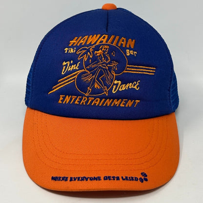 Vintage Hawaiian Tiki Bar Get Laid Trucker Hat Baseball Cap David & Goliath Blue