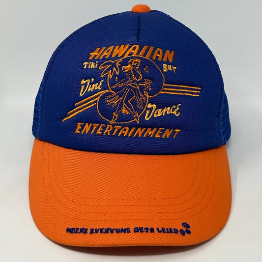 Vintage Hawaiian Tiki Bar Trucker Hat Baseball Cap David & Goliath Snapback Blue