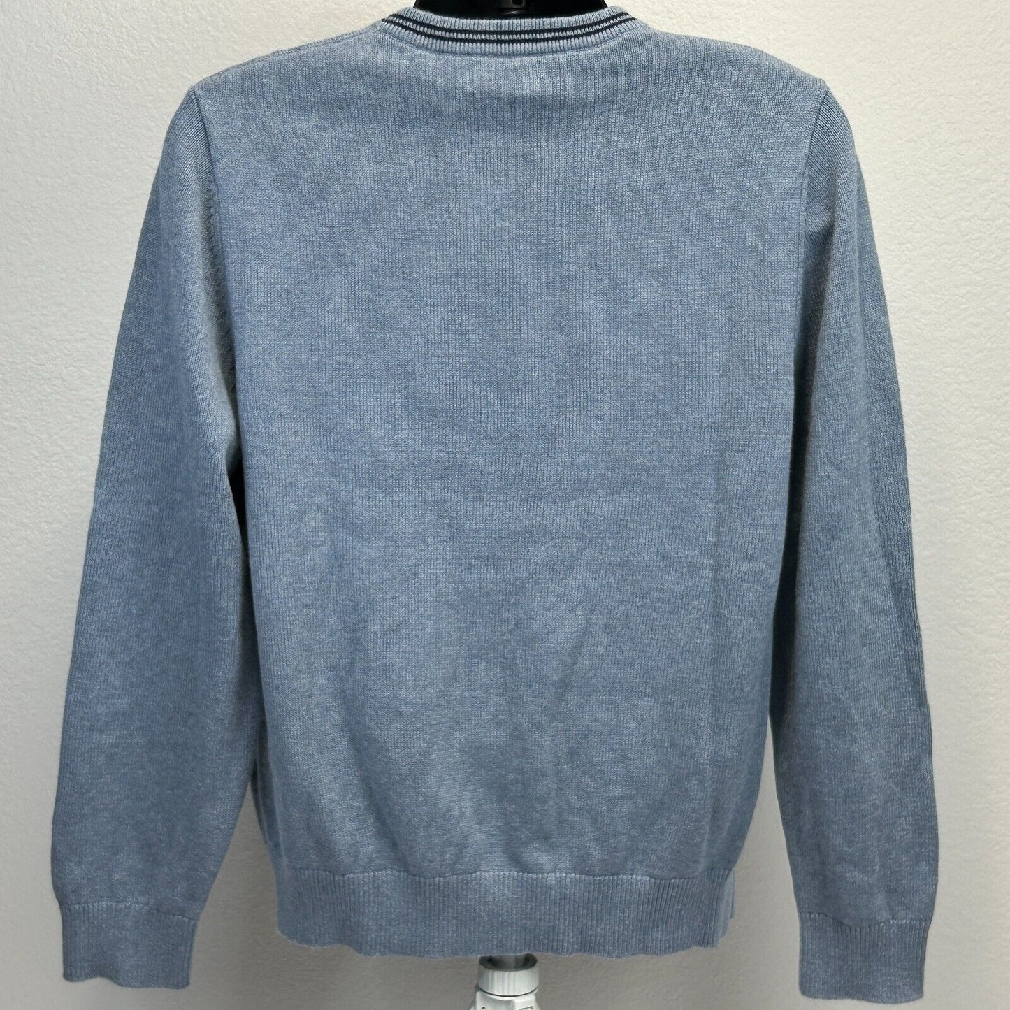 Nautica Crew Neck Sweater Mens Large Long Sleeve Cotton Heathered Light Blue