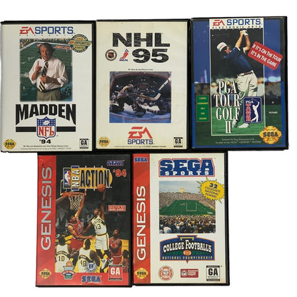 Lot of 5 Sega Genesis Sports Video Games NFL Football Golf Hockey Basketball