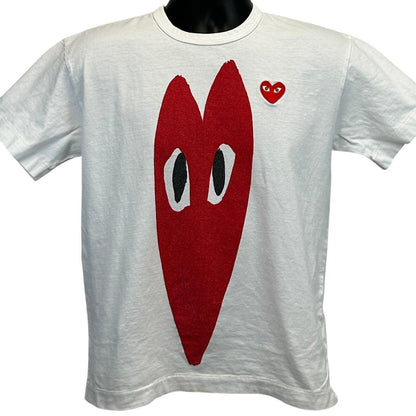 Comme Des Garcons Play T Shirt Mens Medium CDG Red Heart Streetwear Tee White