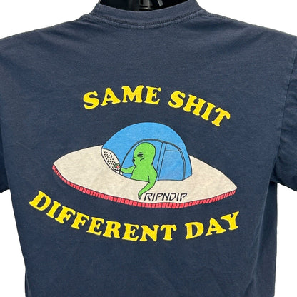 RIPNDIP Same Sh*t Different Day T Shirt Unisex Small Skater Skating Alien Black