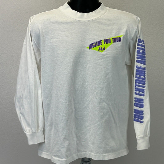 Vintage 90s Fun On Extreme Angles T Shirt Steve Phil Mahre Skiing White M Medium - Neon Vintage