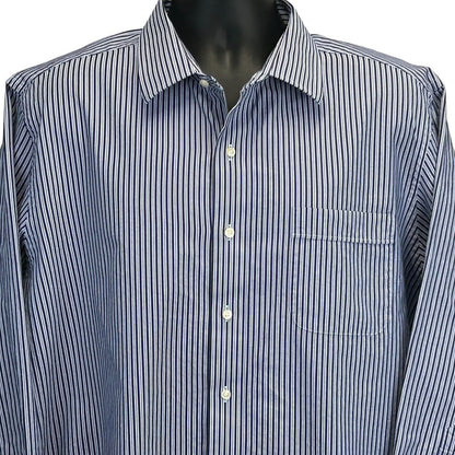 Tommy Bahama Button Front Dress Shirt Mens 16-33 Blue Striped Long Sleeve