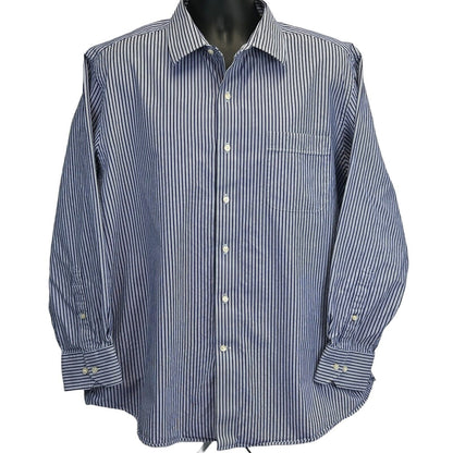 Tommy Bahama Button Front Dress Shirt Mens 16-33 Blue Striped Long Sleeve