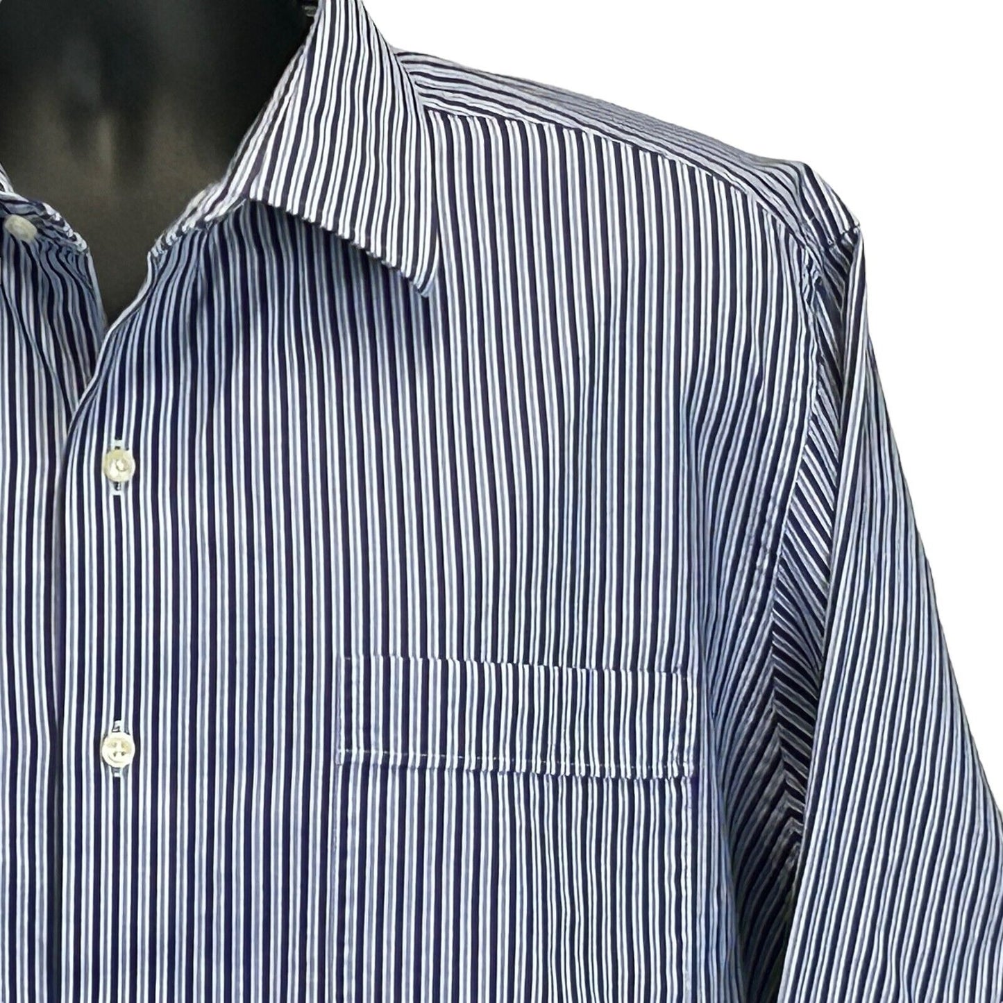 Tommy Bahama Button Front Dress Shirt Mens 16-33 Blue Striped Long Sleeve