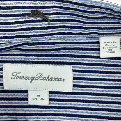 Tommy Bahama Button Front Dress Shirt Mens 16-33 Blue Striped Long Sleeve