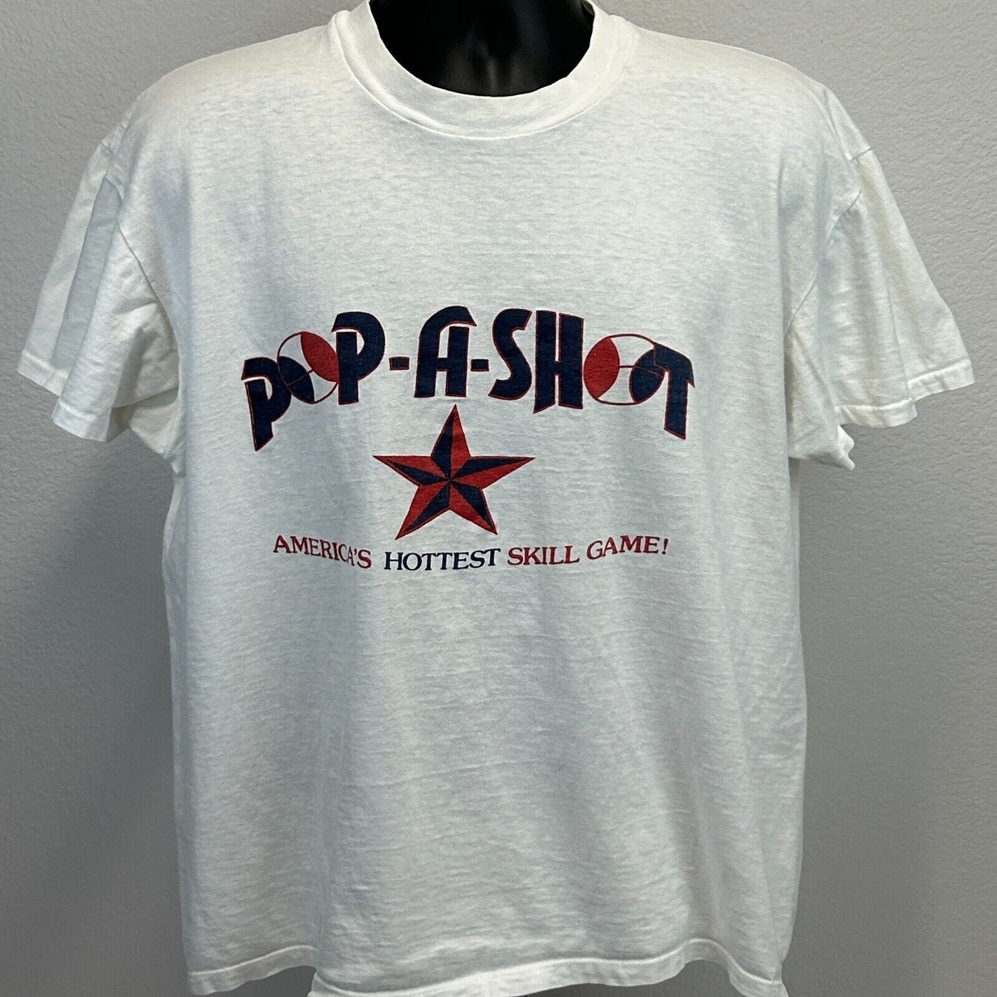 Vintage Pop-A-Shot Basketball Game T Shirt Mens X-Large Arcade 80s USA White