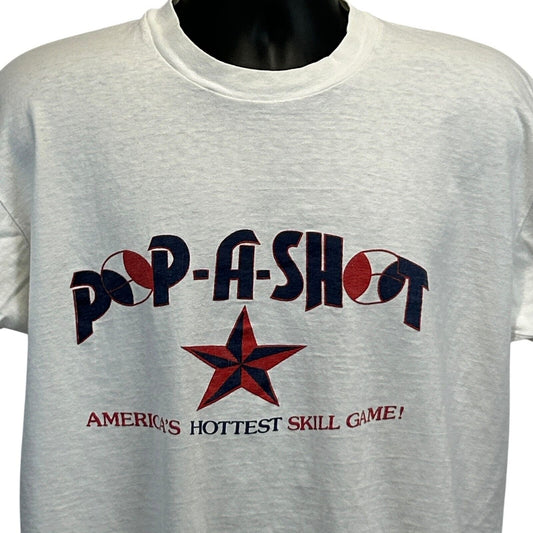 复古 Pop-A-Shot 篮球比赛 T 恤 男式 加大码 街机 80 年代 美国 白色