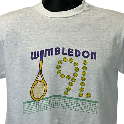 Vintage Wimbledon 1991 T Shirt Mens Small England Tennis Tournament 90s White