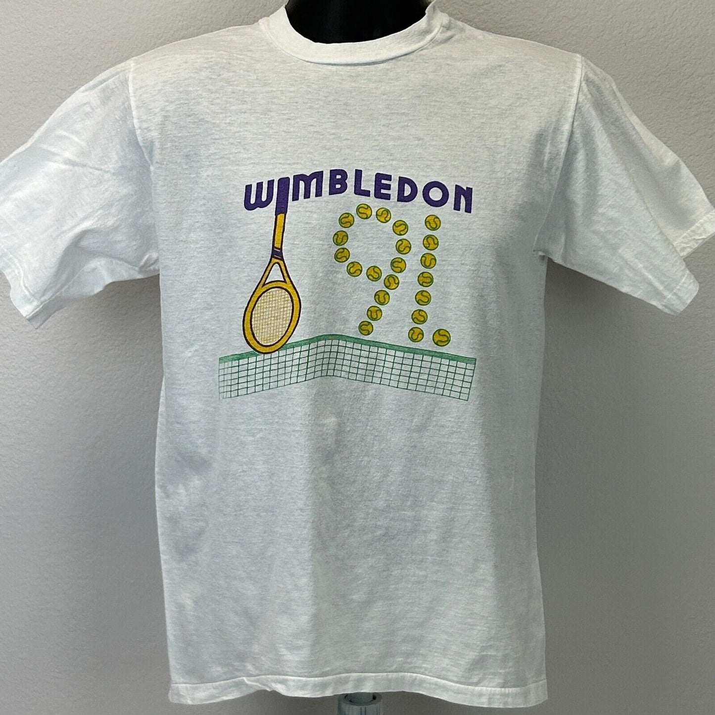 Vintage Wimbledon 1991 T Shirt Mens Small England Tennis Tournament 90s White