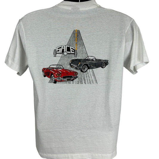 Vintage Straight Axle Corvette Enthusiast T Shirt Mens Large 80s C1 SACE White