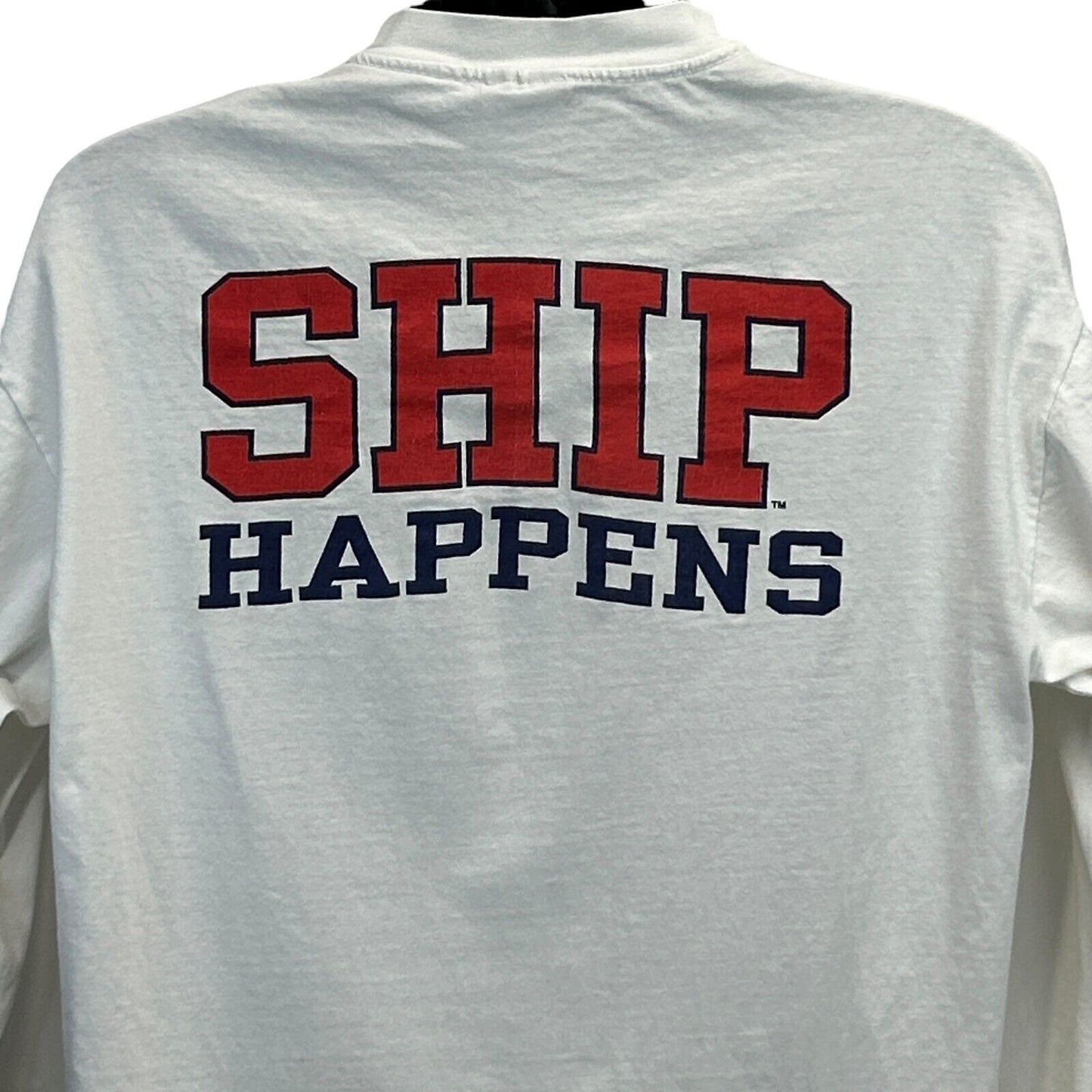 Vintage Shippensburg University Ship Happens T Shirt Mens X-Large 90s White