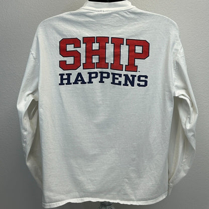 Vintage Shippensburg University Ship Happens T Shirt Mens X-Large 90s White