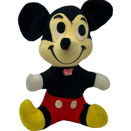 Vintage 70s Lot of Mickey and Minnie Mouse Plush Stuffed Animal Walt Disney 7"