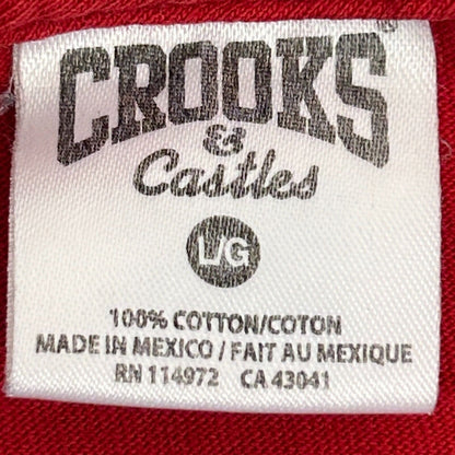 复古 Crooks and Castles T 恤 男式 大号 Original Crew 2002 洛杉矶 红色