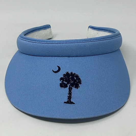 Vintage 90s South Carolina State Flag Golf Visor Hat Cap Palmetto Moon Blue