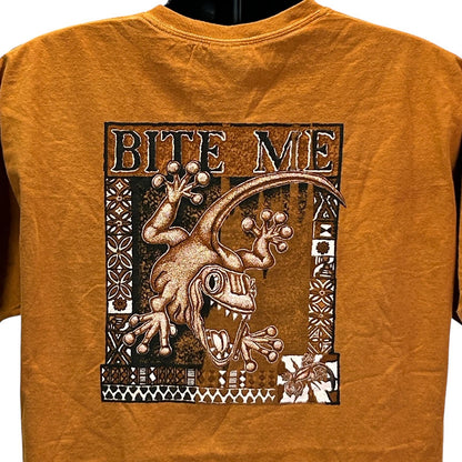 Bite Me Lizard Original Red Dirt T Shirt Mens X-Large Hawaiian Gecko Tee Orange