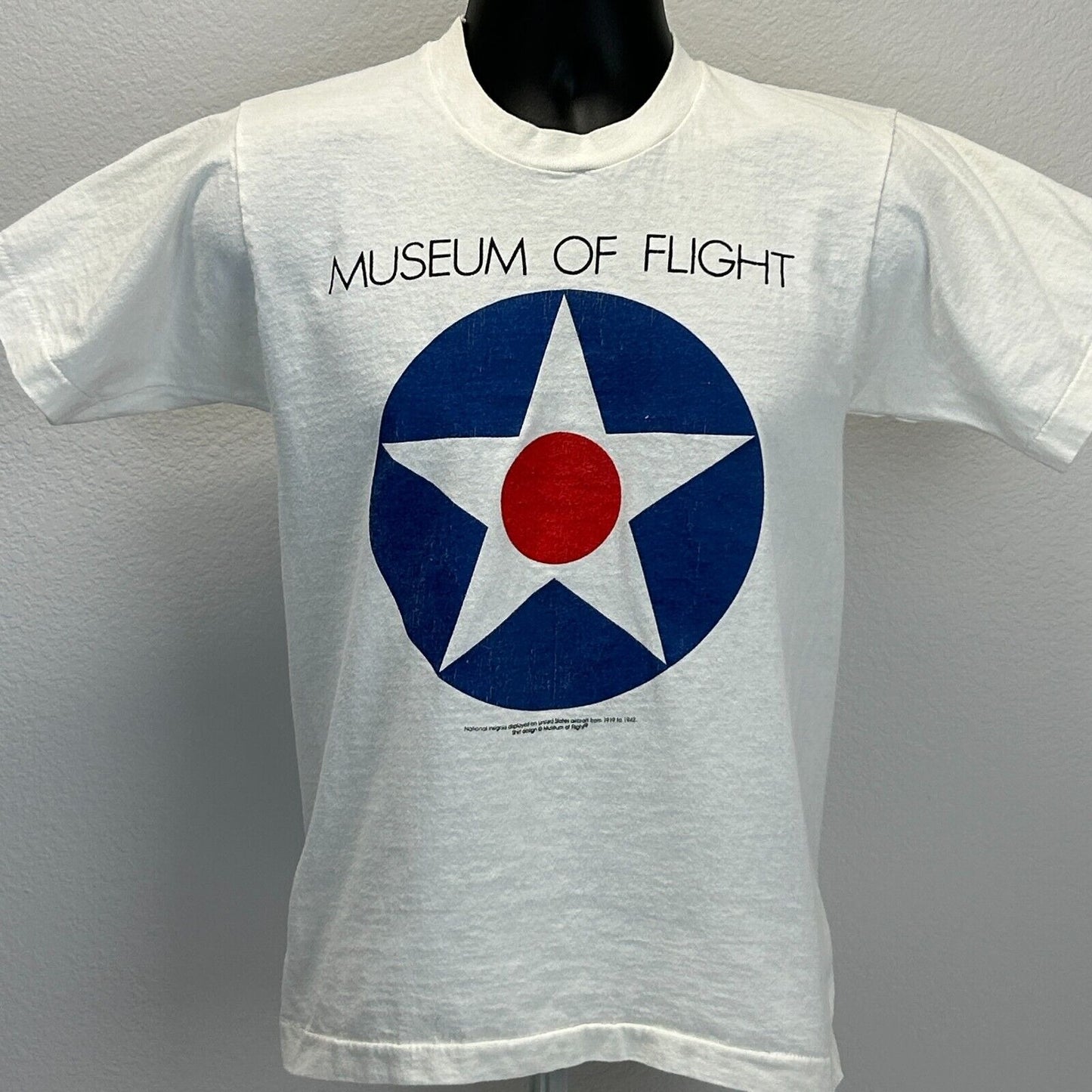 Vintage Museum of Flight USAF T Shirt Mens Small Air Force Star Insignia White