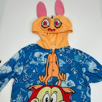 Ren & Stimpy One Piece Pajamas Adult Medium PJs Costume Union Suit Fleece Blue