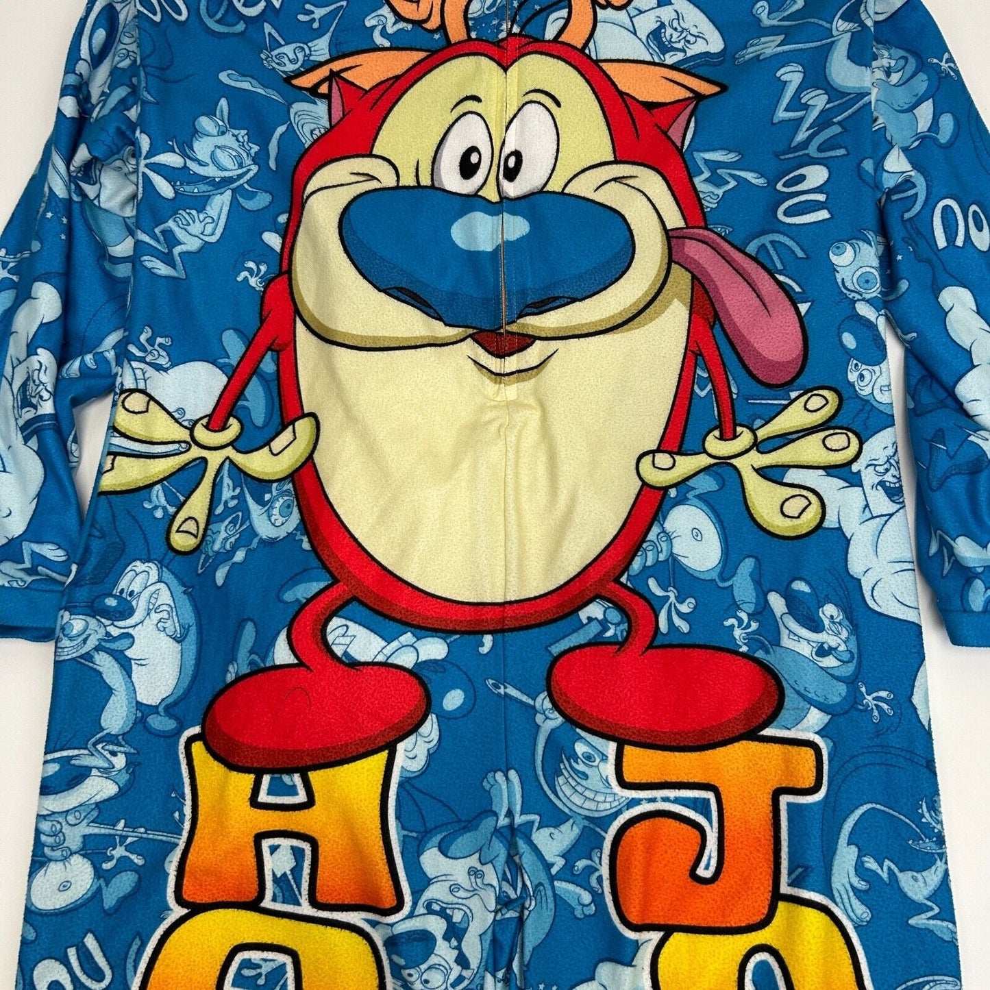 Ren & Stimpy One Piece Pajamas Adult Medium PJs Costume Union Suit Fleece Blue