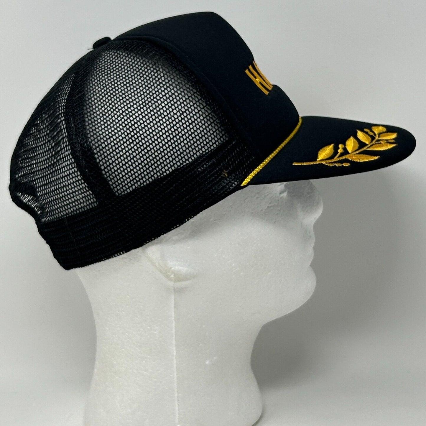 Vintage Hawaii Trucker Hat Baseball Cap Scrambled Eggs Rope Cord Snapback Black