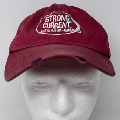 Vintage Strong Current Hawaii Dad Hat Baseball Cap North Shore Surfing 90s Red