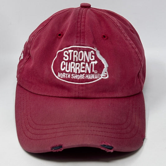Vintage 90s Strong Current Hawaii Dad Hat Baseball Cap North Shore Strapback Red