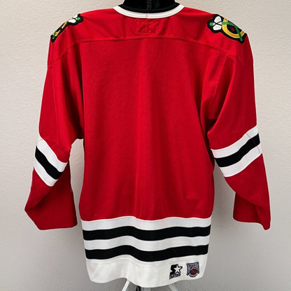 Vintage Chicago Blackhawks Jersey Shirt Mens Medium Starter NHL Hockey Blank Red