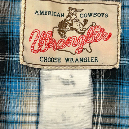 Wrangler Western Black Pearl Snap Shirt Cowboy Blue Plaid manga corta grande