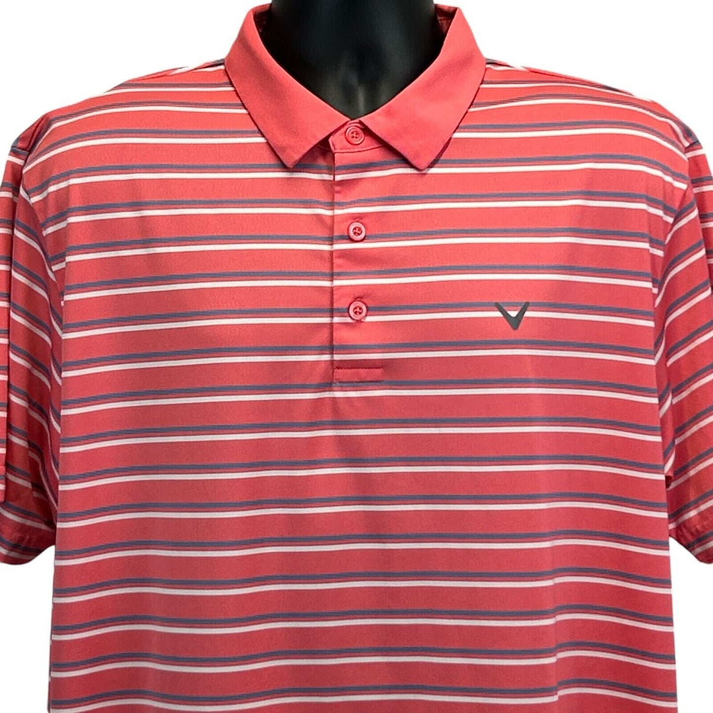 Callaway Opti-Dri Golf Polo Shirt Mens XL X-Large Golfer Golfing Striped Pink