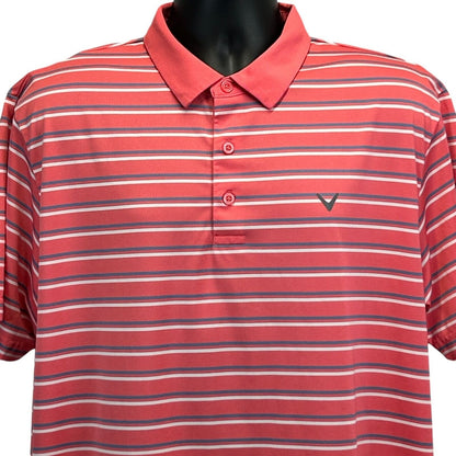 Callaway Opti-Dri Golf Polo Shirt Mens XL X-Large Golfer Golfing Striped Pink