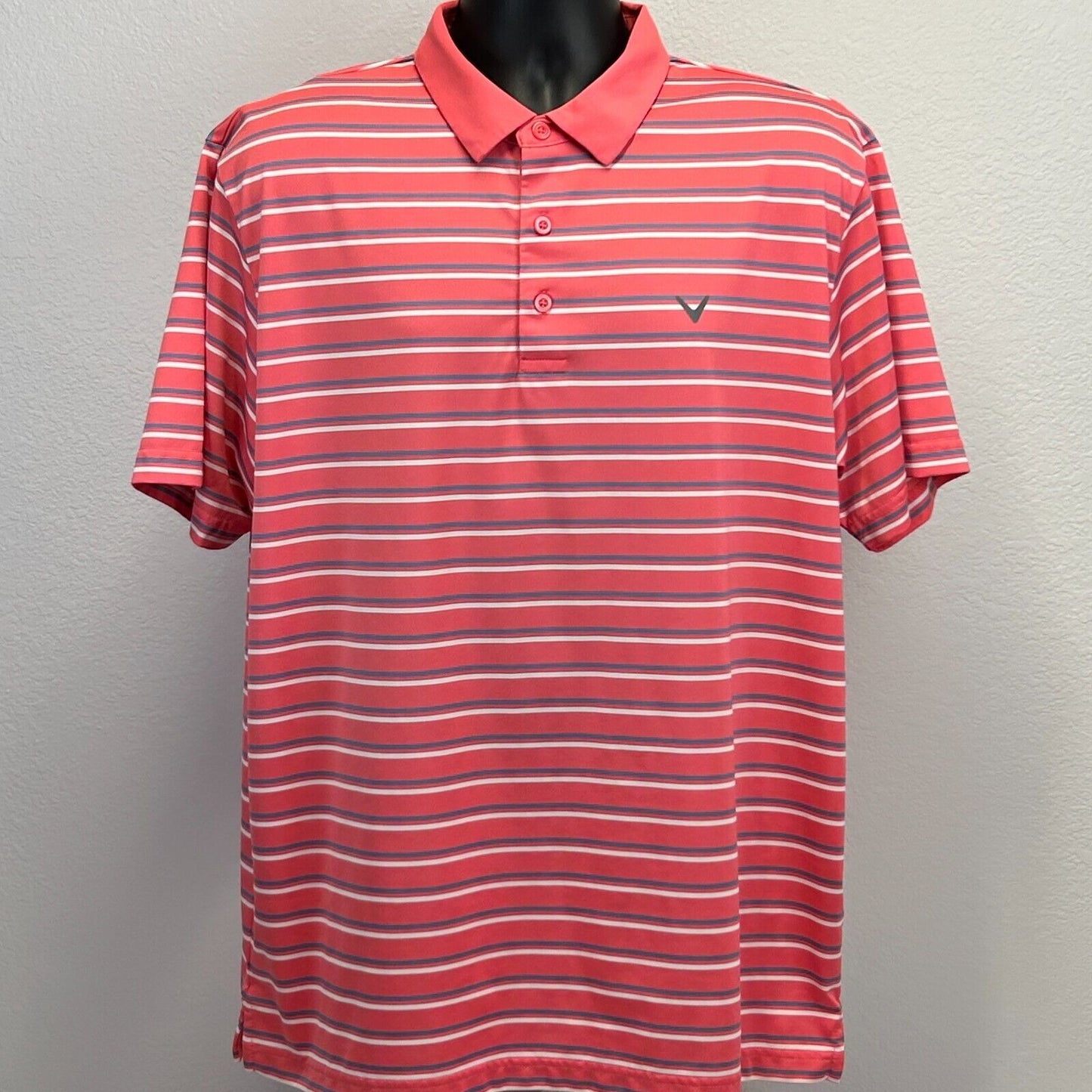 Callaway Opti-Dri Golf Polo Shirt Mens XL X-Large Golfer Golfing Striped Pink