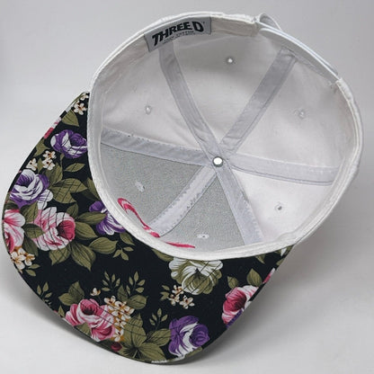 Visionary Baseball Hat Cap Floral Flowers Three Ds 6 Panel Snapback White