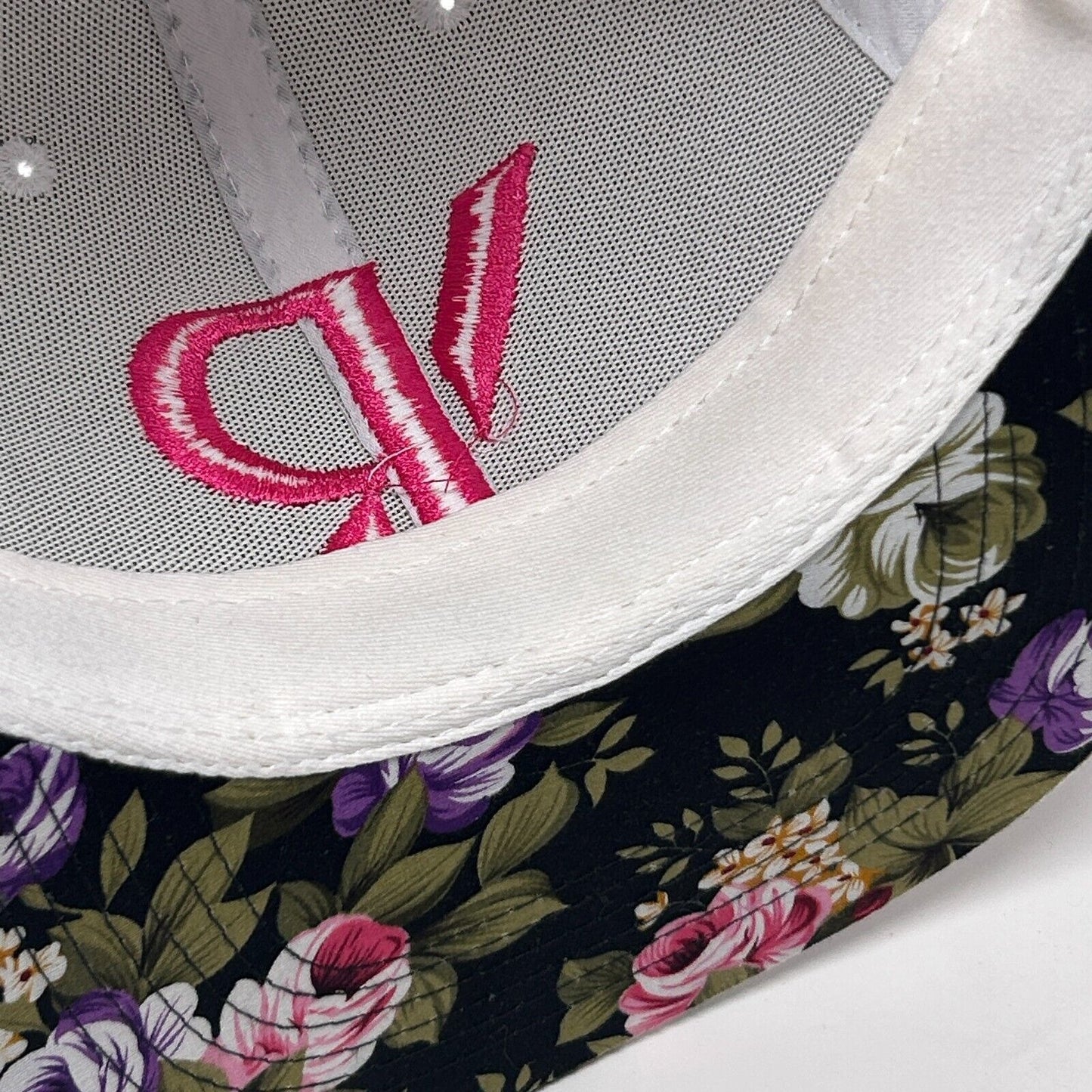 Visionary Baseball Hat Cap Floral Flowers Three Ds 6 Panel Snapback White