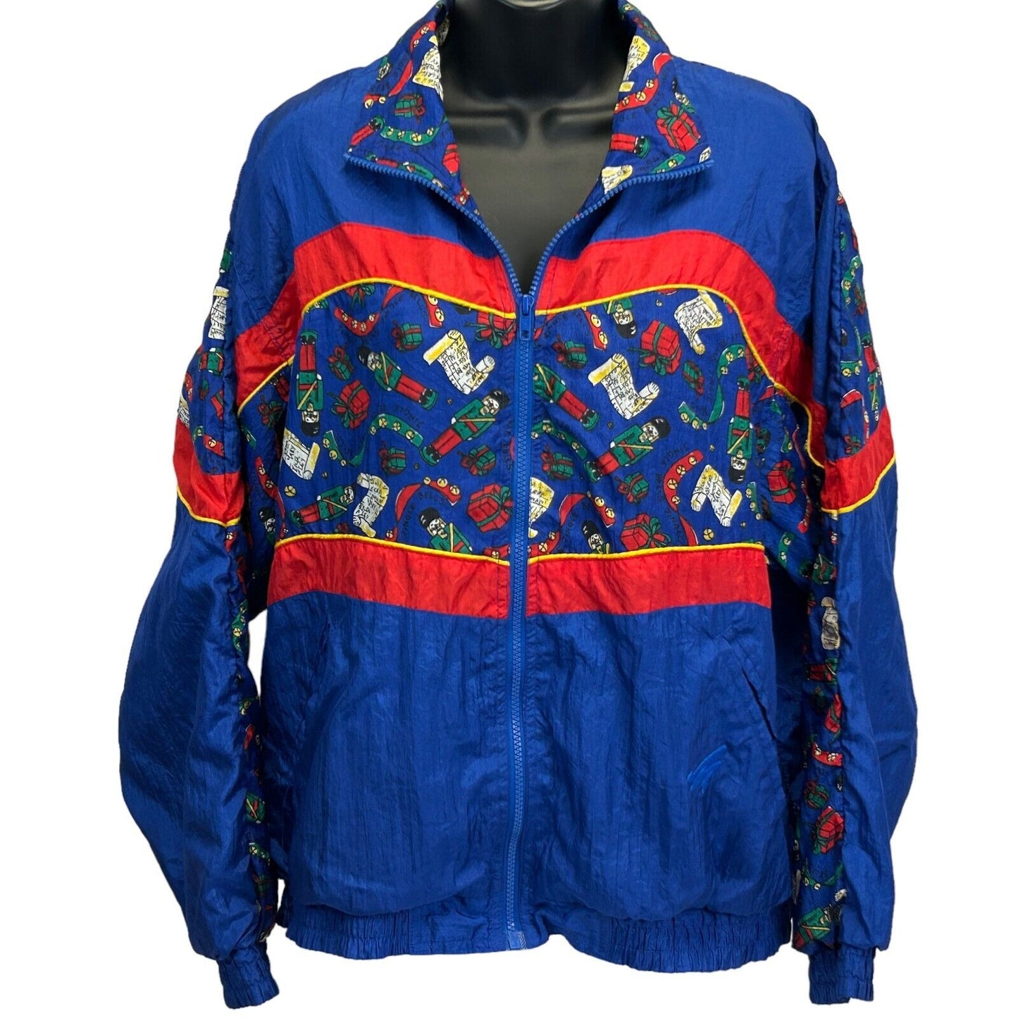 Vintage Christmas Nutcrackers Track Jacket Womens 18W Windbreaker 90s Blue