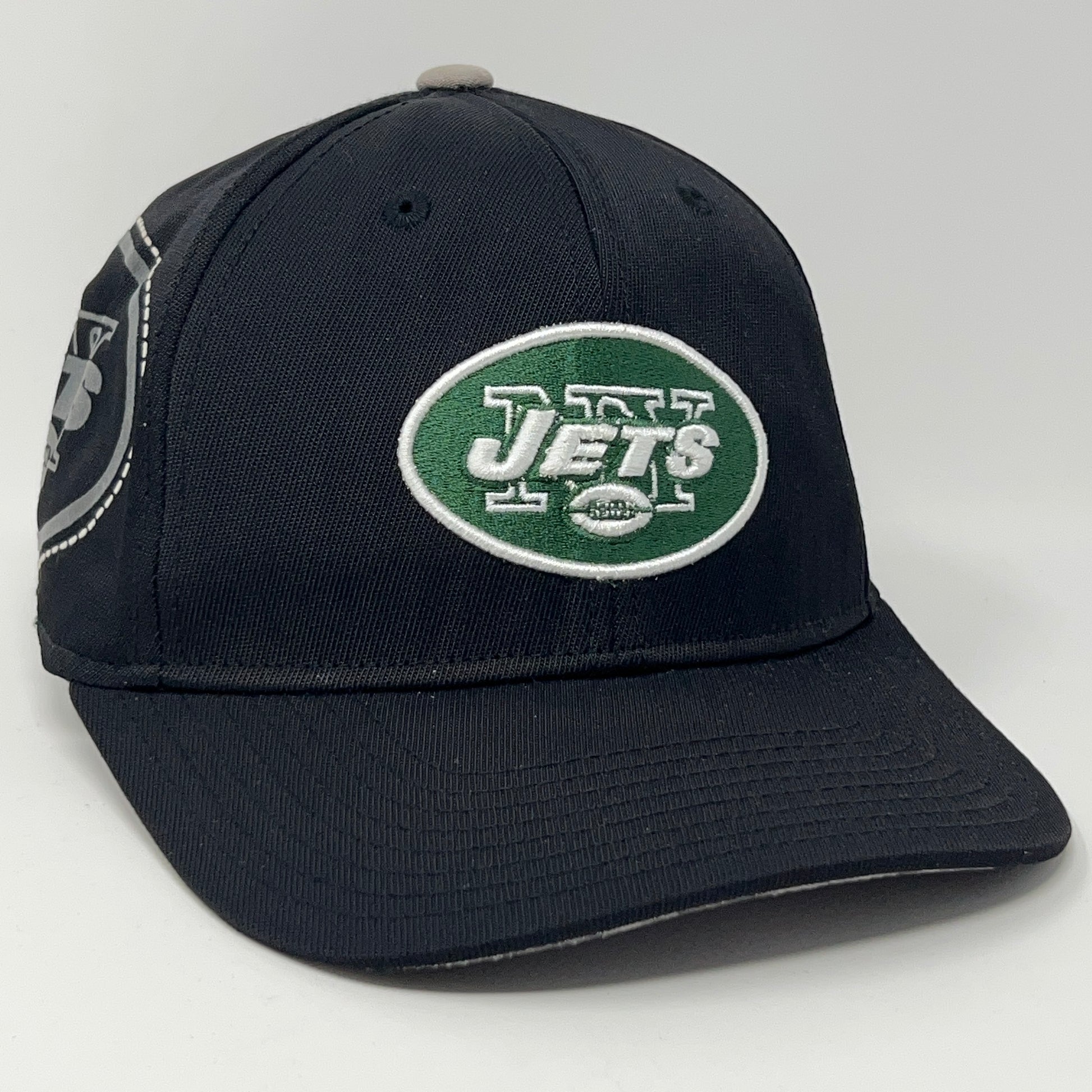 New York NY Jets Hat Baseball Cap NFL On Field Reebok Black Flex Fitted L-XL - Neon Vintage