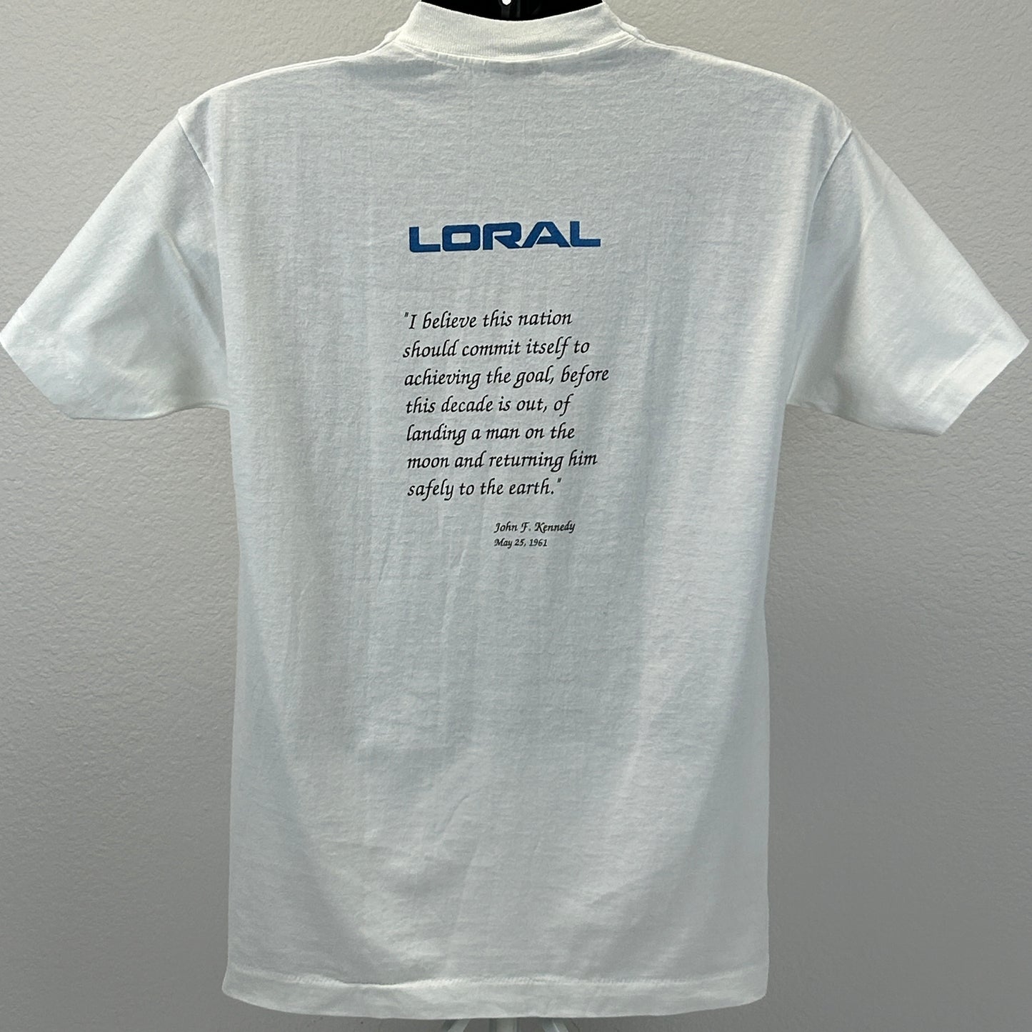 复古月球会合跑步 T 恤男式大号阿波罗 11 号节日 Loral 白色