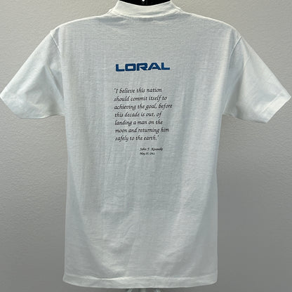 复古月球会合跑步 T 恤男式大号阿波罗 11 号节日 Loral 白色