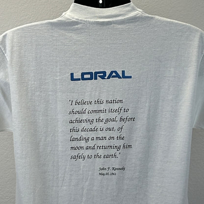 复古月球会合跑步 T 恤男式大号阿波罗 11 号节日 Loral 白色