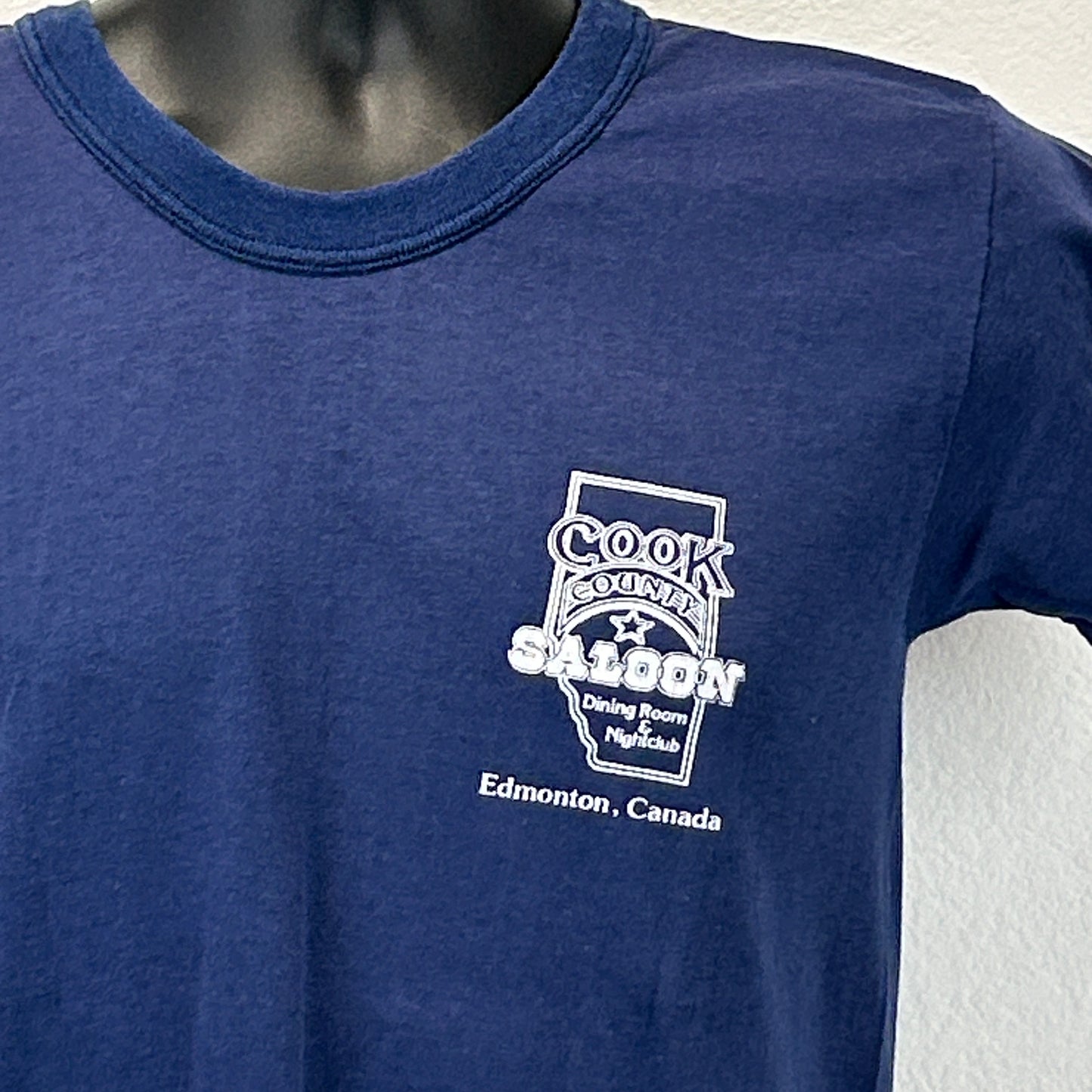 Vintage 70s 80s Cook County Saloon T Shirt Edmonton Canada Country Blue S Small