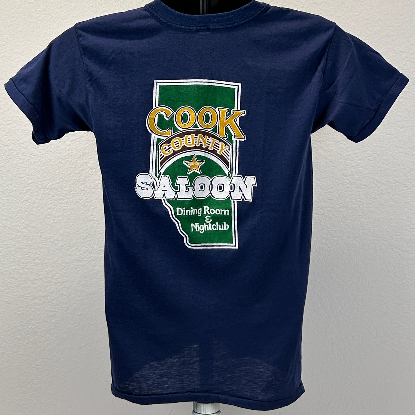Vintage 70s 80s Cook County Saloon T Shirt Edmonton Canada Country Blue S Small