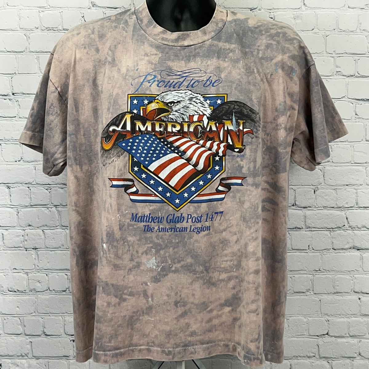 Vintage 90s American Legion Matthew Glab Post 1477 T Shirt XL X-Large Beige