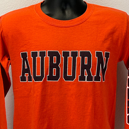 Vintage 90s Auburn University Tigers T Shirt College Long Sleeve Orange S Small