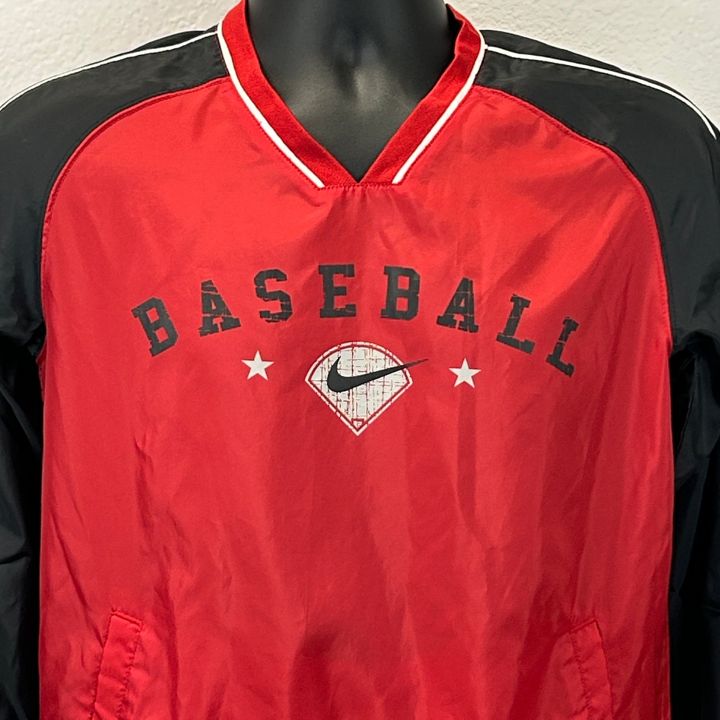Vintage Y2Ks Nike Baseball Windbreaker Jacket Red Vented Boys Youth Large 14-16