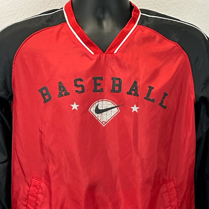 Vintage Y2Ks Nike Baseball Windbreaker Jacket Red Vented Boys Youth Large 14-16